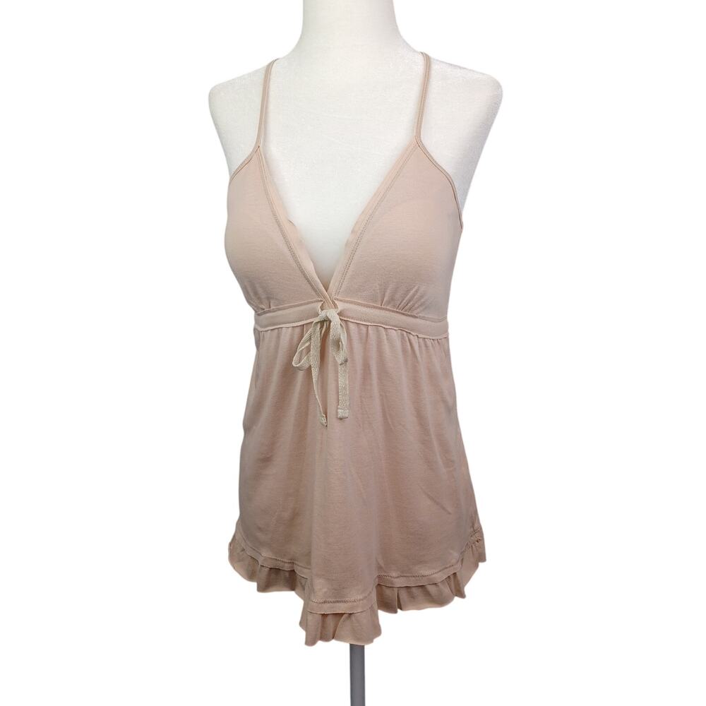 Vintage Y2K Rue21 Babydoll Cami Tank Top Womens XL Beige Strappy Preppy Padded